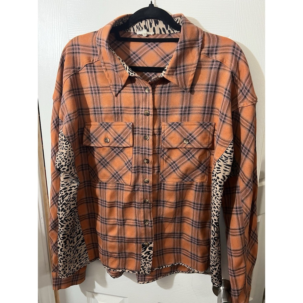 Jodifl  Shaket Size Large Plaid With Animal‎ Print